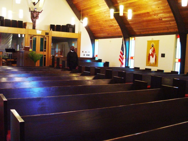 Pastor Tim in the sanctuary at St. Luke Lutheran Church